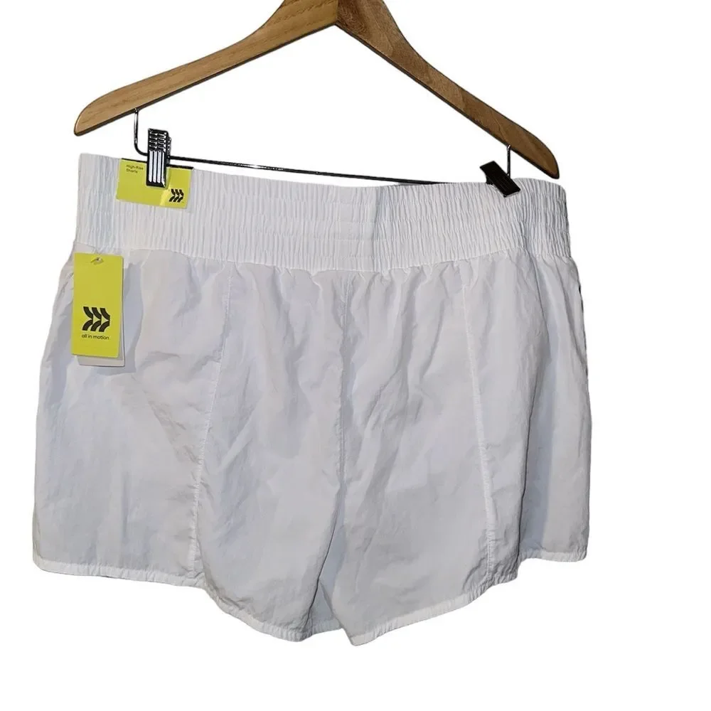 NWT White Women's High-Rise Crinkle Shorts - All In Motion Size XL - Picture 4 of 4